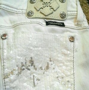 Miss Me Skinny white embellished sequin sz 28